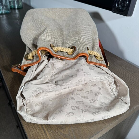 Michael Kors Marina Canvas Drawstring Bucket Bag - Rope & Tassel Detail - Picture 12 of 14